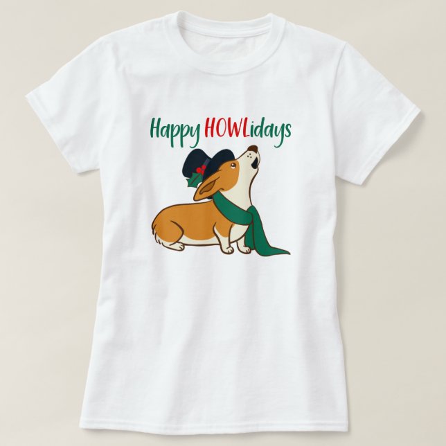 Camiseta Cantando T-Shirt no Natal Corgi (Frente do Design)