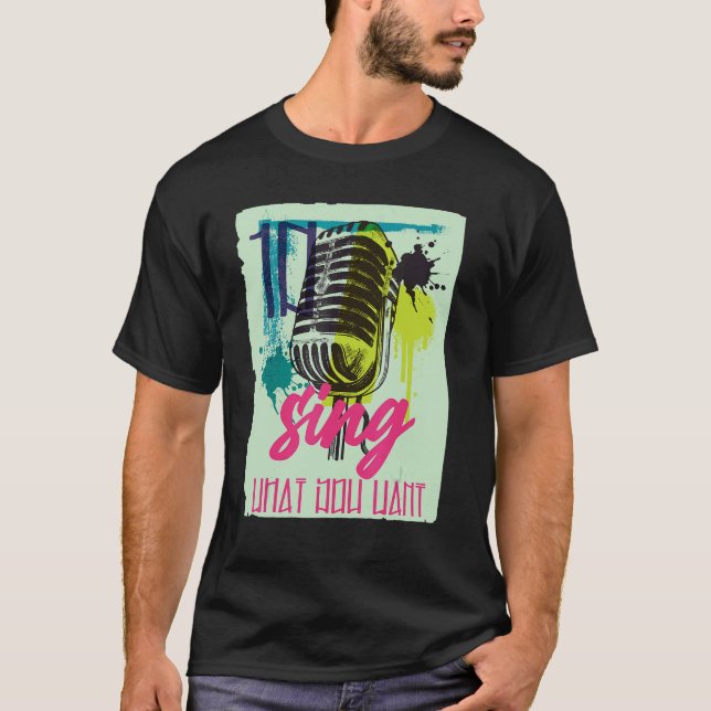 Camiseta cantar o que você ama música Microfone 1 (Frente)