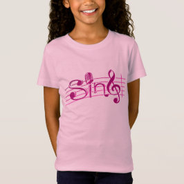 Camiseta Cante a miúdos retros do mic o T cor-de-rosa do