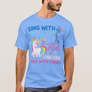 Camiseta Cante Com Sereias Andam Uma Dança De Unicórnio Com