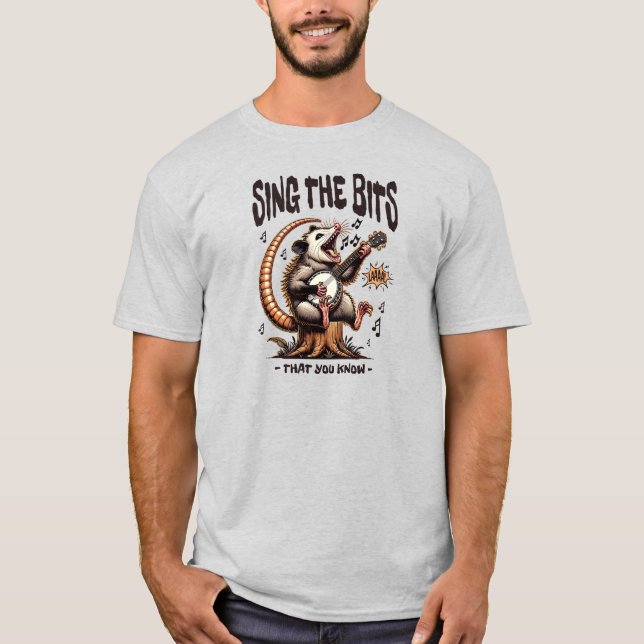 Camiseta Cante Os Bits Possum Banjo Humor (Frente)