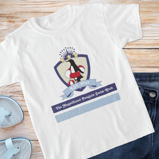 Camiseta Canteiro Crest Cute Cartoon Penguin (Criador carregado)