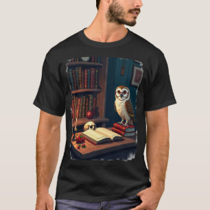 Camiseta Cantinho de Leitura Dark Academia Coruja Óculos Vi