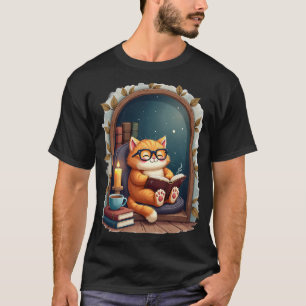 Camiseta Cantinho de Leitura de Gatos da Dark Academia Livr
