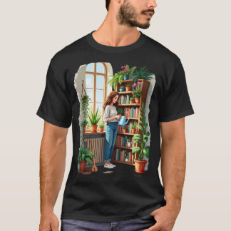 Camiseta Cantinho de leitura de livros de jardinagem da mam