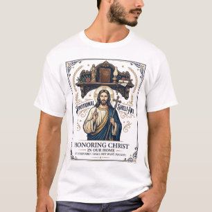 Camiseta Canto da Oração de Jesus Decoração do Altar de Cas