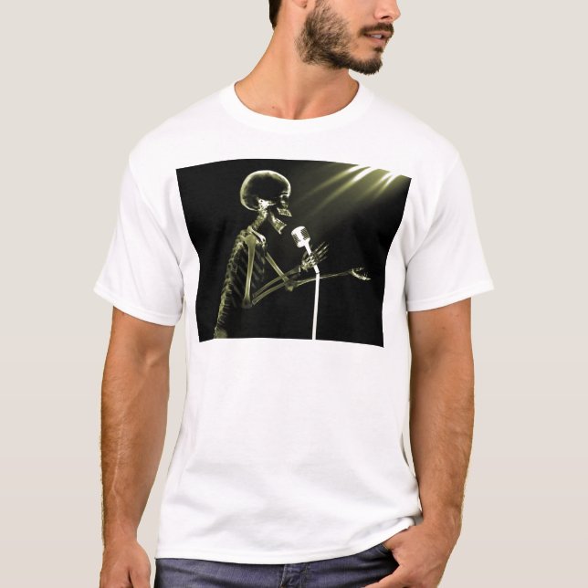CAMISETA CANTO DE ESQUELETO NO MIC RETRO - AMARELO DO RAIO (Frente)