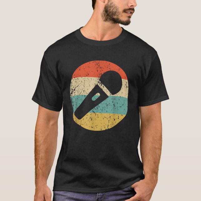 Camiseta Cantor de Karaokê Microfone Retrô (Frente)