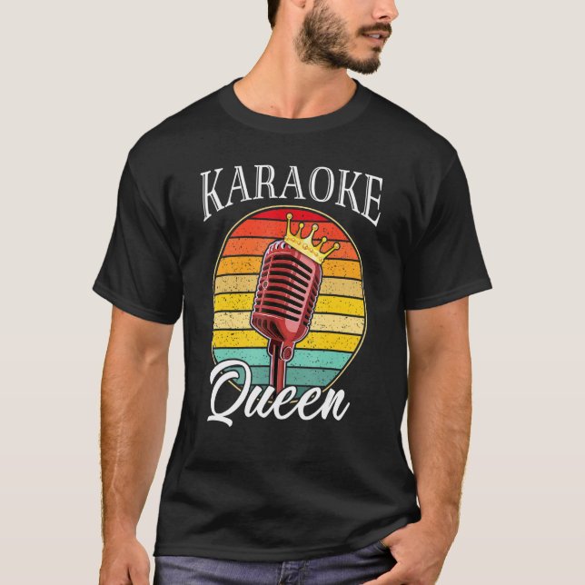 Camiseta Cantor De Microfones Karaoke Queen Retro Karaoke (Frente)