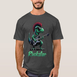Camiseta Cantor de Música Rockn Roll Estrela do Rock Dinoss