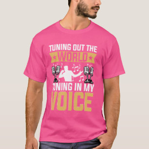 Camiseta Cantor Microfone Notas Musicais Músico Cantando Vo