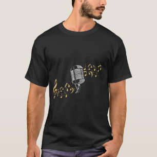 Camiseta Cantor Microphone Musical Notes Karaoke amante