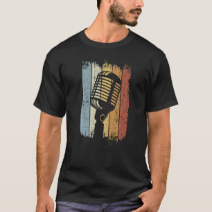 Camiseta Cantor Vocalista Musical Retro Microphone Singing