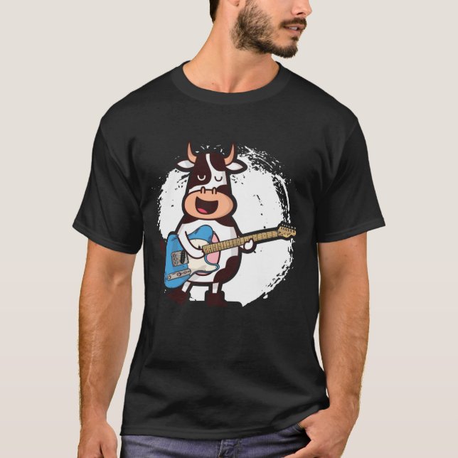 Camiseta Cantora Engraçada Vaca Violão Amantes (Frente)