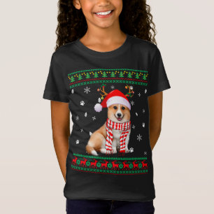 Camiseta Cantora Feia Papais noeis de Cachorro de Corgi