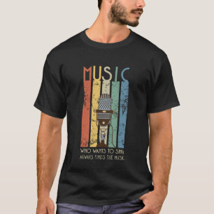Camiseta Cantores Microfone Retro Stripes Pretas