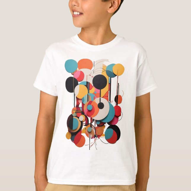 Camiseta Canvas Geométrica: Filhos de Abstrato e Círculos (Frente)