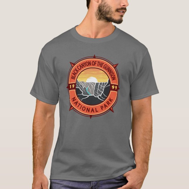 Camiseta Canyon Negro Do Parque Nacional De Gunnison (Frente)