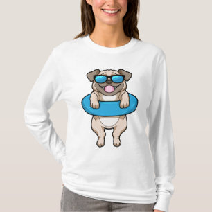 Camiseta Cão a Nadar com anel de Natação