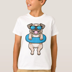 Camiseta Cão a Nadar com anel de Natação