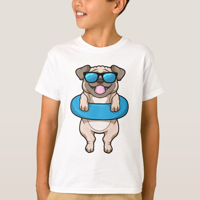 Camiseta Cão a Nadar com anel de Natação (Frente)