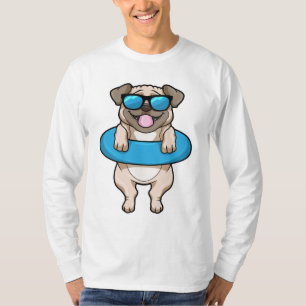 Camiseta Cão a Nadar com anel de Natação