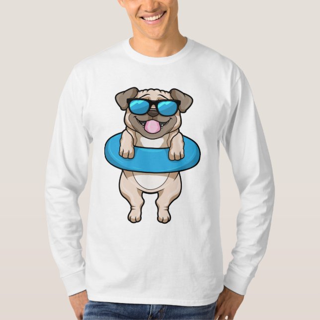 Camiseta Cão a Nadar com anel de Natação (Frente)