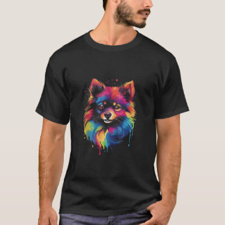 Camiseta Cão-Abstrato de-Arte Pomeraniana, Retrato do Cão-d