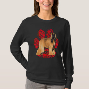 Camiseta Cão Afegão Dia dos Namorados Amor de Cachorro Pata