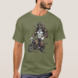 Camiseta Cão Afghan Hound, musculoso, tatuado, fisiculturis