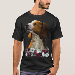 Camiseta Cão American English Redtick Coonhound Floral