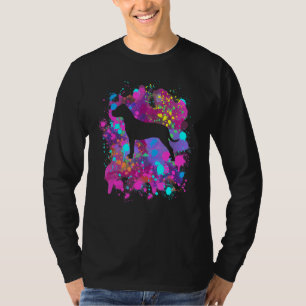 Camiseta Cão American Pit Bull Arte de respingo de aquarela