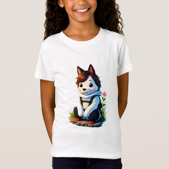 Camiseta Cão Antropomórfico com Flor | Arte AI (Frente)