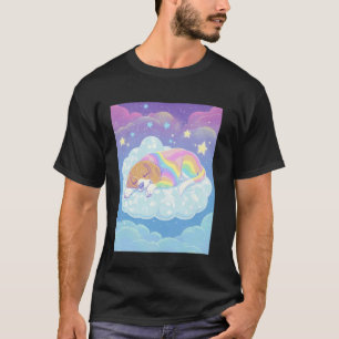 Camiseta Cão Arco-íris Adormecido Nuvem Arte Caprichosa
