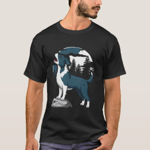 Camiseta Cão Australiano de Gado Pet - Raça Uivando na Lua