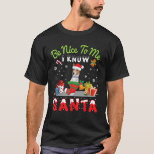 Camiseta Cão Basenji Seja Bom Para Mim Eu Conheço Papai Noe