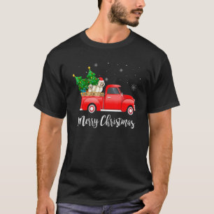 Camiseta Cão Bichon Frise Andando de Caminhão Vermelho Nata