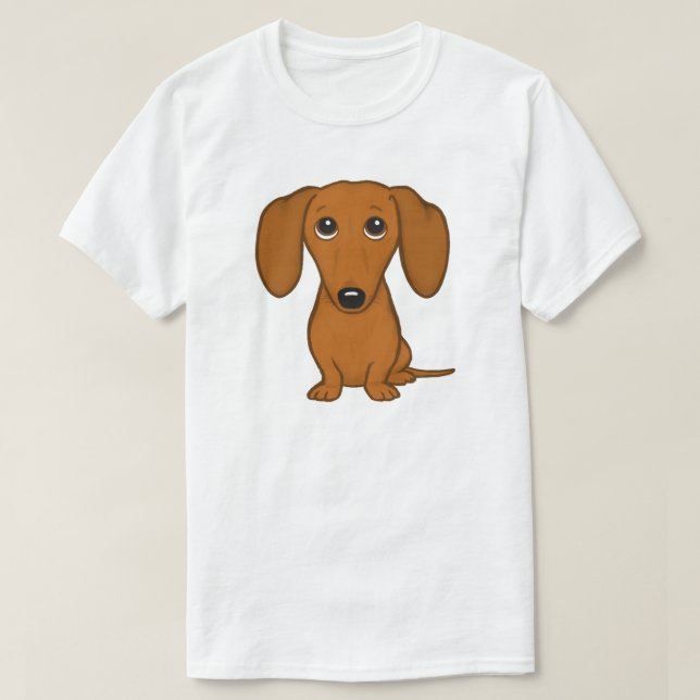 Camiseta Cão bonito dos desenhos animados do cão | Doxie do (Frente do Design)