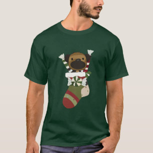 Camiseta Cão bonito na meia do Natal