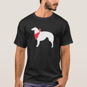 Camiseta Cão Borzoi Vestindo Bandana Vermelha