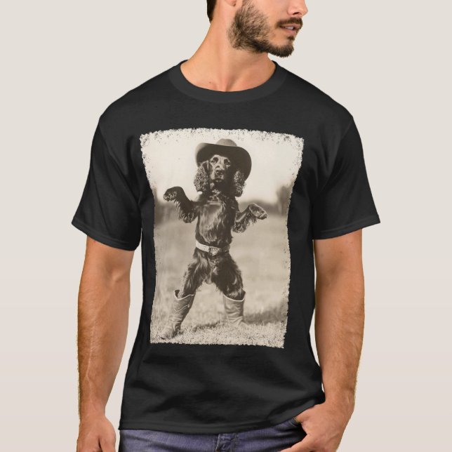 Camiseta Cão Boykin Spaniel Engraçado Cowboy (Frente)