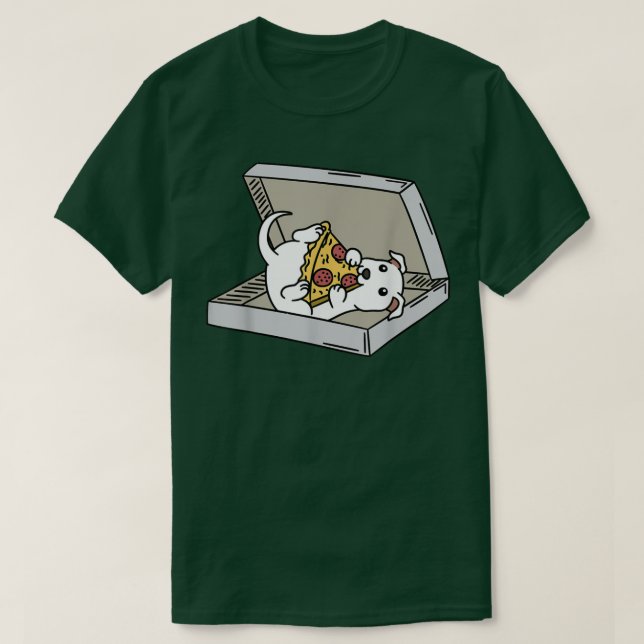 Camiseta Cão Branco da Pizza de Comida (Frente do Design)