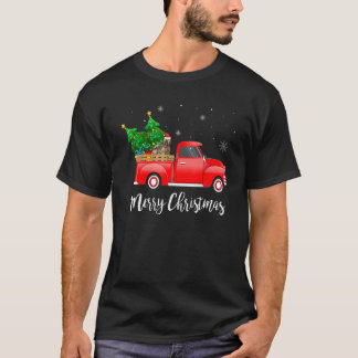 Camiseta Cão Briard Andando em Caminhão Vermelho de Natal