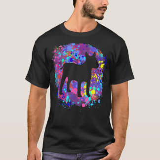 Camiseta Cão Bull Terrier Arte de respingo de aquarela rosa