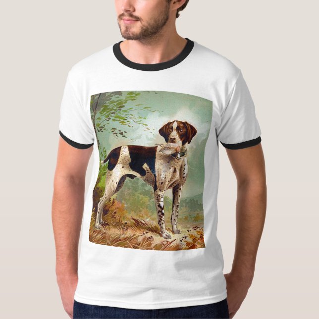 Camiseta Cão caçador com pássaro na boca (Frente)