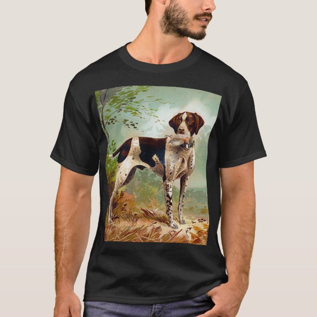 Camiseta Cão caçador com pássaro na boca (Frente)