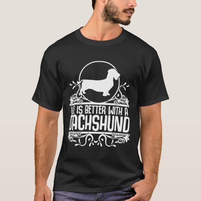 Camiseta Cão Caçador de Dachshund com Cabelo (Frente)
