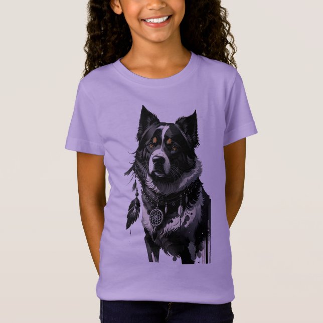 Camiseta cão, caçador de sonhos, amuleto, talismã, (Frente)