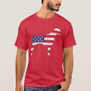 Camiseta Cão Cachorro Com Bandeira Americana 4 De Julho