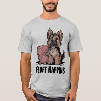 Camiseta Cão Cachorro "Fluff Happens", German shepherd Cach